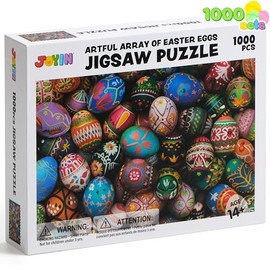 JOYIN 1000 Large Piece Jigsaw Puzzle Eggcellent Easter Eggs Theme Jigsaw Puzzles for Easter Party Plush Easter Basket for Baby, Toddler Kids of All Ages