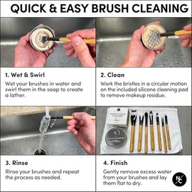 Narrative Cosmetics Jabn slido limpiador de brochas de maquillaje Narrative Cosmetics con almohadilla de limpieza de silicona, vegano, libre de...    