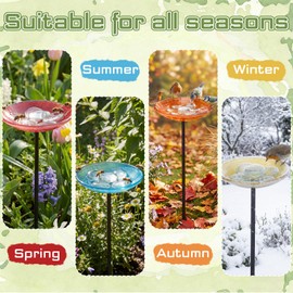 Zhehao 4 Pcs Glass Bee Watering Station with Colorful Marbles, Butterfly Bath Cups Hummingbird Drinking Cups, Outdoor Pollinator Garden Decoration for Yard Patio Outside