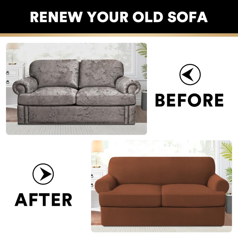PrinceDeco T Cushion Loveseat Slipcover 3 Pieces Sofa Covers for