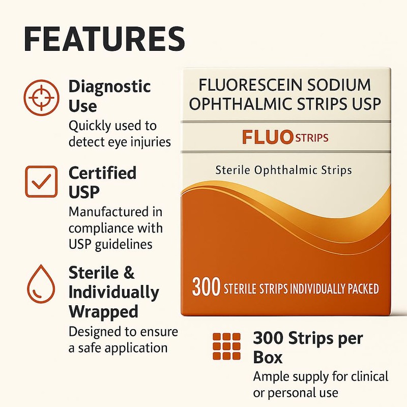Cosmid Ophthalmic Fluoro Touch Strips - 1200 Strips -(4 x