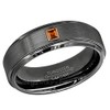 6mm Brushed Gunmetal Tungsten Carbide Wedding Band with 0.05ctw Princess