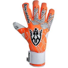 Keeperking Jonior Goalkeeper Gloves for Adults, Men's Football Gloves, Inner Seam, Professional Grip, 4 mm, Firm Fit, Unisex Jonior (8, Q-Orange-BHyb)
