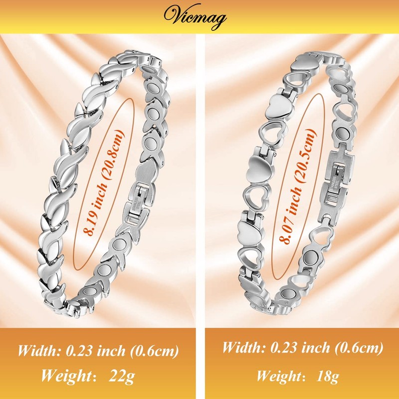 Vicmag Magnetic Bracelets for Women Titanium Steel Brazaletes Ultra Strength