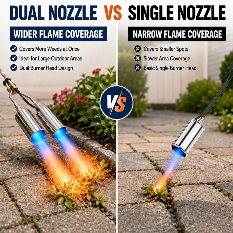 Brightpik Dual-Nozzle Propane Weed Torch, Weed Burner with 11.5 FT