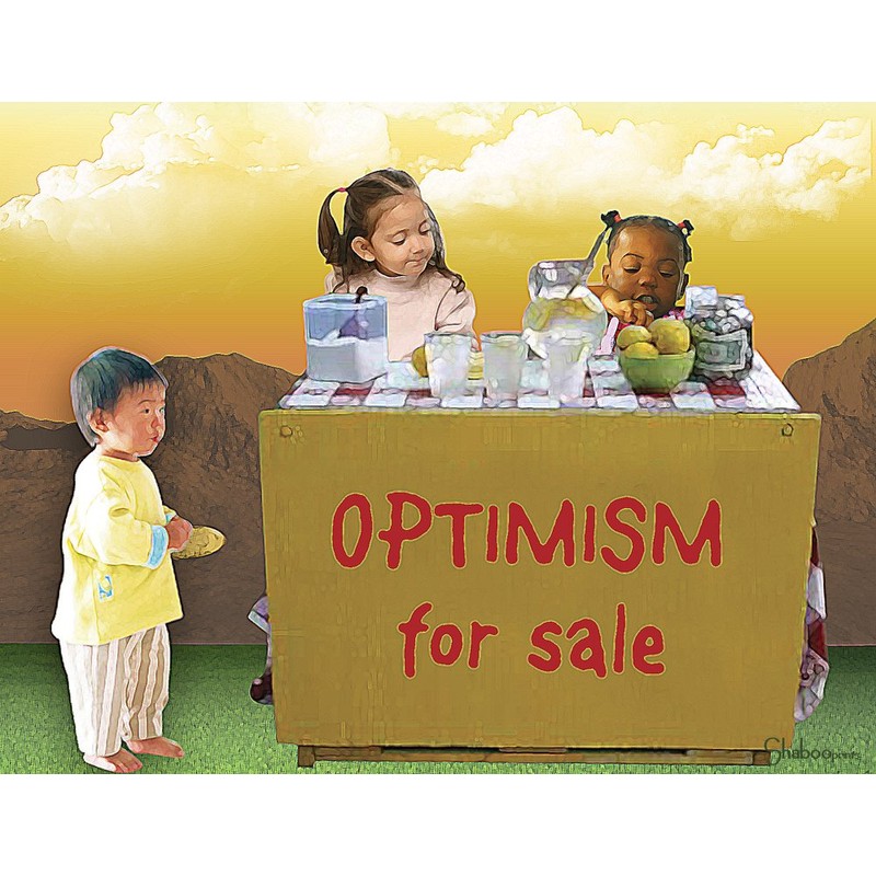Optimism For Sale: Unique Blank Greeting Card