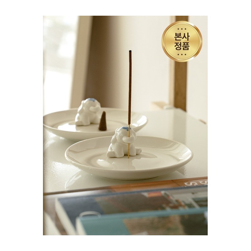 [SET] Ceramic Elephant Incense Holder + Incense Stick 15g Pick