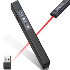 Presentation Clicker for Powerpoint Presentations Remote, 2.4GHz PPT Powerpoint Clicker with Red Light Pointer for Presentations, Wireless Presenter Remote for Mac, Laptop,Computer.