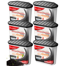 Vacplus Moisture Absorbers 6 pack, 16Oz Portable Humidity Absorber Boxes for Your Bathroom, Closet & Car, Dehumidifier with Activated Carbonfor Fresher Air, Black
