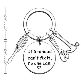 JMIMO Grandad Gifts Grandad Keyring Birthday Christmas Father's Day Gifts for Grandad Grandpa from Grandchildren If Grandad Can't Fix It, No One Can