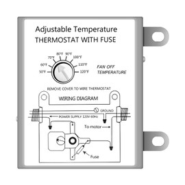 iPower Adjustable Programmable Thermostat with Fuse for Power Attic Ventilators, Replacement Thermostat, White, 1-Pack
