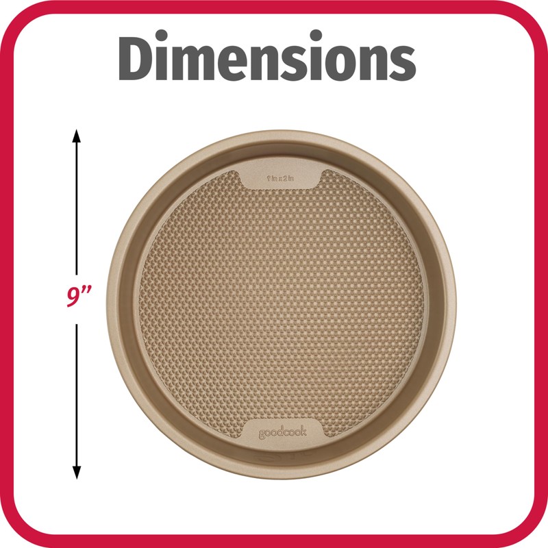 GoodCook BestBake Nonstick Textured Carbon Steel Round Pan, 9", Bronze