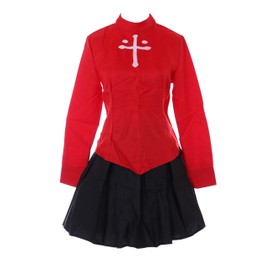 Kawaii-Story Tohsaka Rin MN-40-1 Top Skirt Red Black 4-Piece Set Costume Cosplay (XL)