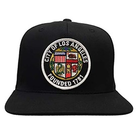 City of Los Angeles Black and White Seal Black Snapback Hat