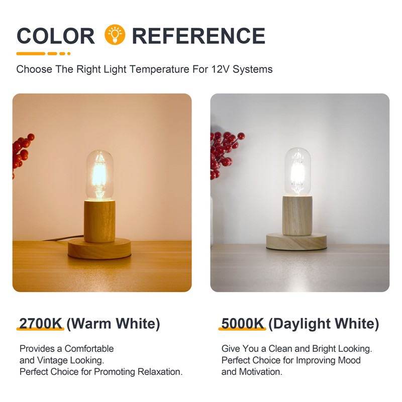 TOKCON 12 Volt LED Light Bulbs - Daylight 5000K 4W(Only
