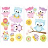 15 Piece Cute Owls Wall Sticker Set for Children's Bedroom