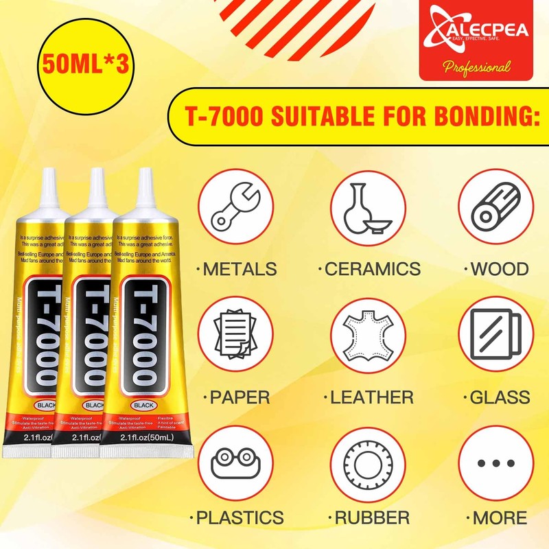 ALECPEA Upgrade T-7000 Black Adhesive Glue - 3PCS 50ml |