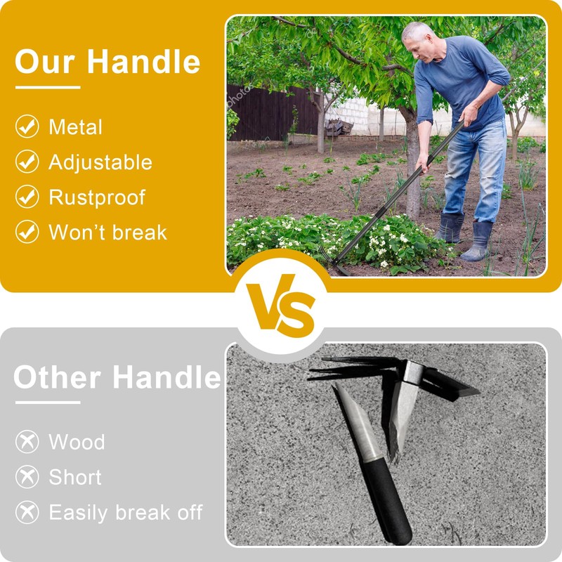 Hoe and Cultivator - 45” Long Handle - Heavy Duty