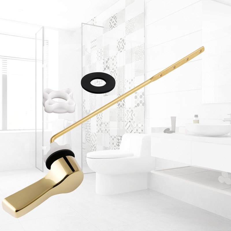 Hibbent Universal Metal Front Mount Toilet Handle Replacement Kit, Brass