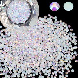 Wholesale Bulk Bag 5000PCS 2mm Resin Flat Back Rhinestone, Jelly White AB Round Non Hotfix Flatback Resin Rhinestones for Nails, Tumblers, DIY Bling Embellishments, Loose Glitter Crystal Diamond Stone