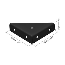 sourcing map 8Pcs Angle Corner Brackets 66mm x 66mm, Cold Rolled Steel Braces Joining Support with Screws for Desk Bed Edge (Black)