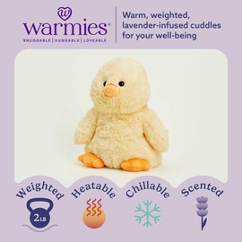Warmies Microwavable & Weighted Stuffed Animals, Chick - Heated Stuffed Animal Plushie for Warmth & Comfort - Cute Soft Plush Toys for Adults & Children (Boys, Girls, Babies & Toddlers)