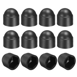 sourcing map 12Pcs Hex Nut Cover, M12x18x23mm Plastic Dome Nut Protection Cap Hex Screws Bolt Covers for Indoor Outdoor Furniture Automotive Bolts Decoration, Black