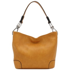 Hobo Shoulder Bag with Big Snap Hook Hardware (Mustard)