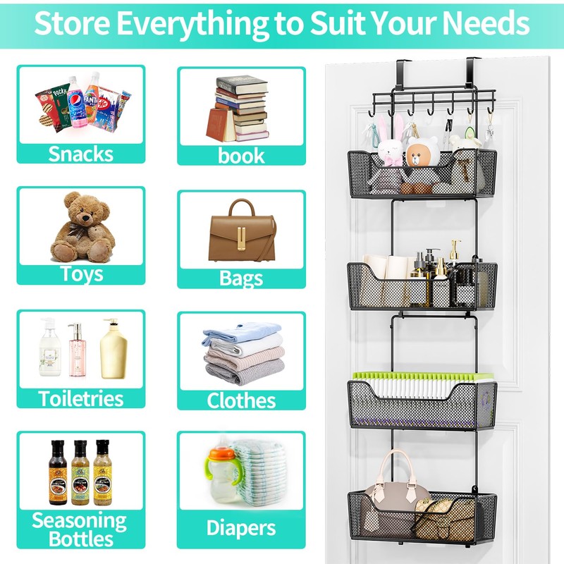 HapiRm Over The Door Organizer - Hanging Door Organizer with