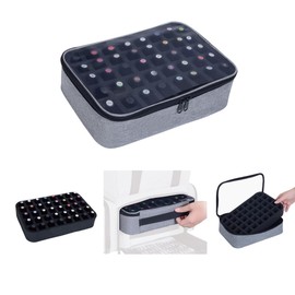 UOZL 2 Pcs Small Clear Nail Polish Organizer Holds 80 bottles(15ml-0.5fl.oz) Nail Polish Case Multifunctional Nail Polish Bag Organizer, Cosmetic Travel Makeup Bags for Women Gray