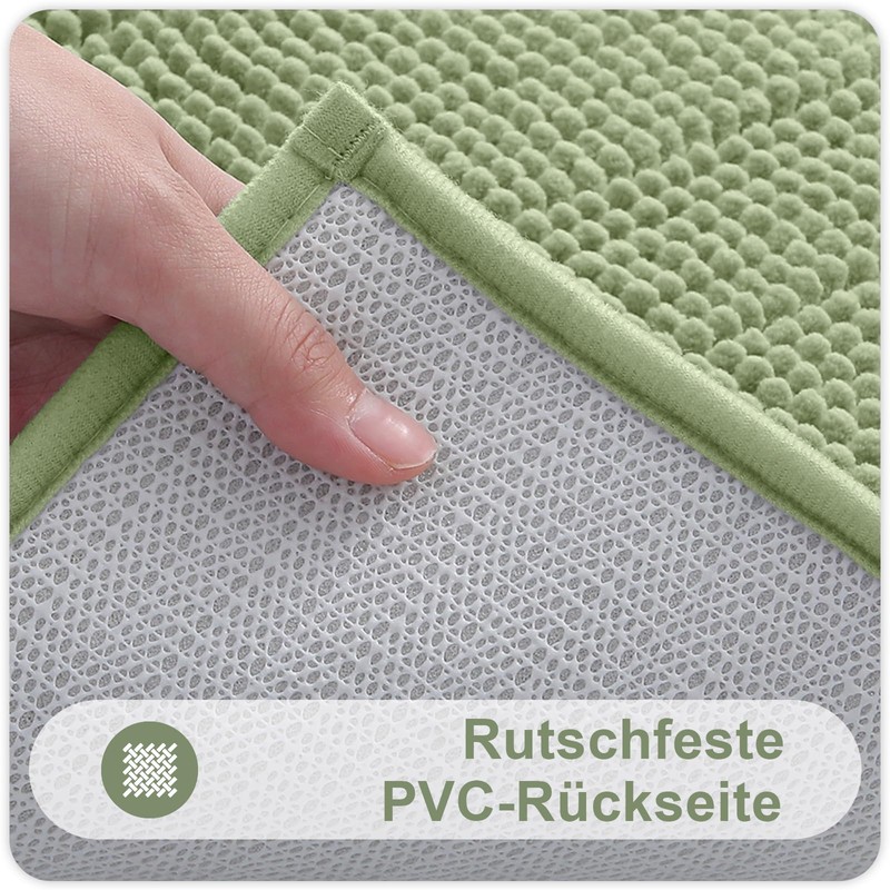 Homaxy Chenille Bathroom Rug, Non-Slip Bath Mat, Washable Bath Mat,