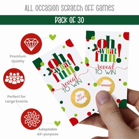 Paper Clever Party Oh Fun Christmas Scratch Off Games for Adults, Office, Family, Group Scratcher Tickets, Holiday Activities, Xmas Favors, 30 Card Pack
