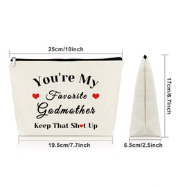 Godmother Gifts Mothers Day Gifts for Godmother Makeup Bag Godmother Announcement Gifts Baptism Gifts Christening Gift Cosmetic Bag Godmother Gifts from Godchild Christmas Cosmetic Travel Pouch