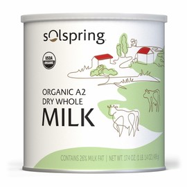 Dr. Mercola Solspring Organic A2 Dry Whole Milk - Powdered Milk with A2 Beta-Casein for Less Digestive Discomfort - Organic, Gluten-Free & Soy-Free - Original Flavor - 17.4 oz (15 Servings)