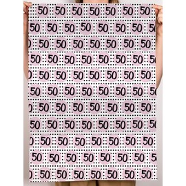 50th Birthday Wrapping Paper For Women Men - 6 Sheets Thick Gift Wrap - Pink Polka Dot - Gift Wrap Paper For Mom or Dad Age Fifty - Comes With Fun Stickers - By Central 23
