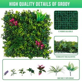Grooy Boxwood Roll Panels, Grass Wall 20"x20"(12PCS), Grass Backdrop, Privacy Screen, Sun Protected Green Wall Decor for Outdoor, Indoor, Garden, Backyard and Décor