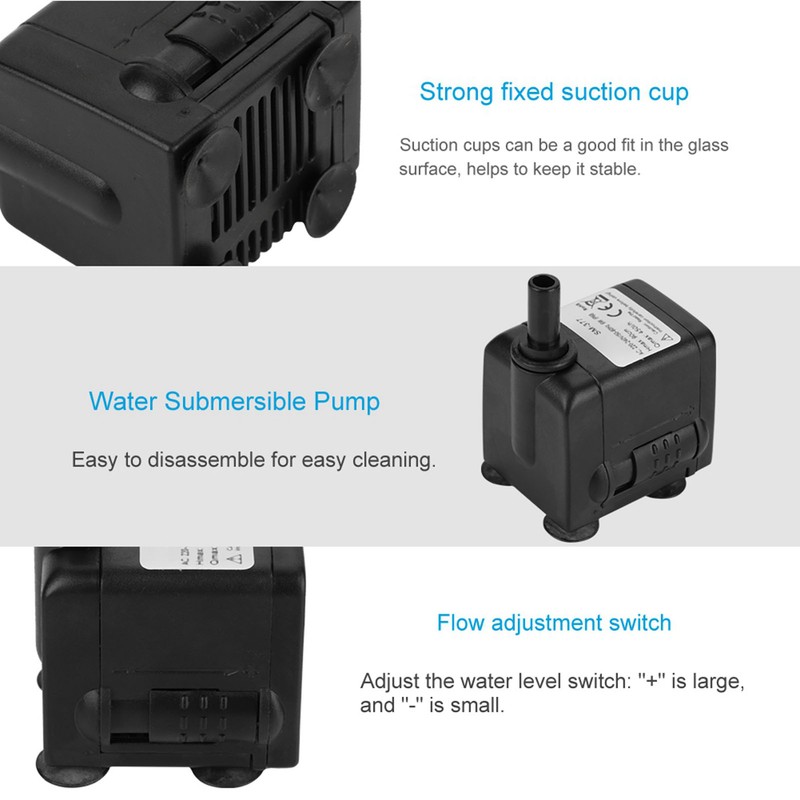 6W Ultra Quiet Submersible Water Pump Fish Pond Aquarium Tank