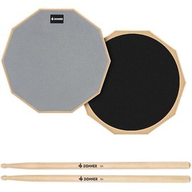 Donner Drum Practice Pad 8 Inches, Silent Practice Drum Pad 2-Sided With Drum Sticks - Gray/Blue:_Blue