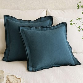 MIULEE Linen Throw Pillow Covers, 2 Piece 20x20 Inch Blue, Boho Euro Pillowcases for Bed to Infuse Elegance, Ideal for Sofa Couch Cushion in Home Decor Upgrade