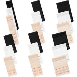 18Pcs Extensor de Brasier Para Mujer, Extensores de Correa de Sostén Elástico, Adjustable Ganchos para Sujetador, Comfortable Accesorios de Lencería(2/3 hilera×1/2/3/4 Ganchos-Negro/Blnco/Albaricoque)