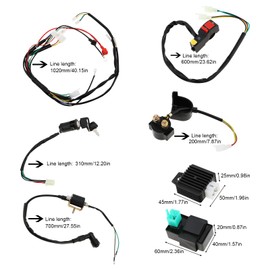 Windance High Performance Start Engine Wiring Harness CDI Relay Rectifier Ignition Coil Starting Key Switch for 50cc 70cc 110cc 125cc 4 Stroke ATV Pit Quad Dirt Bike Go Kart Scooter