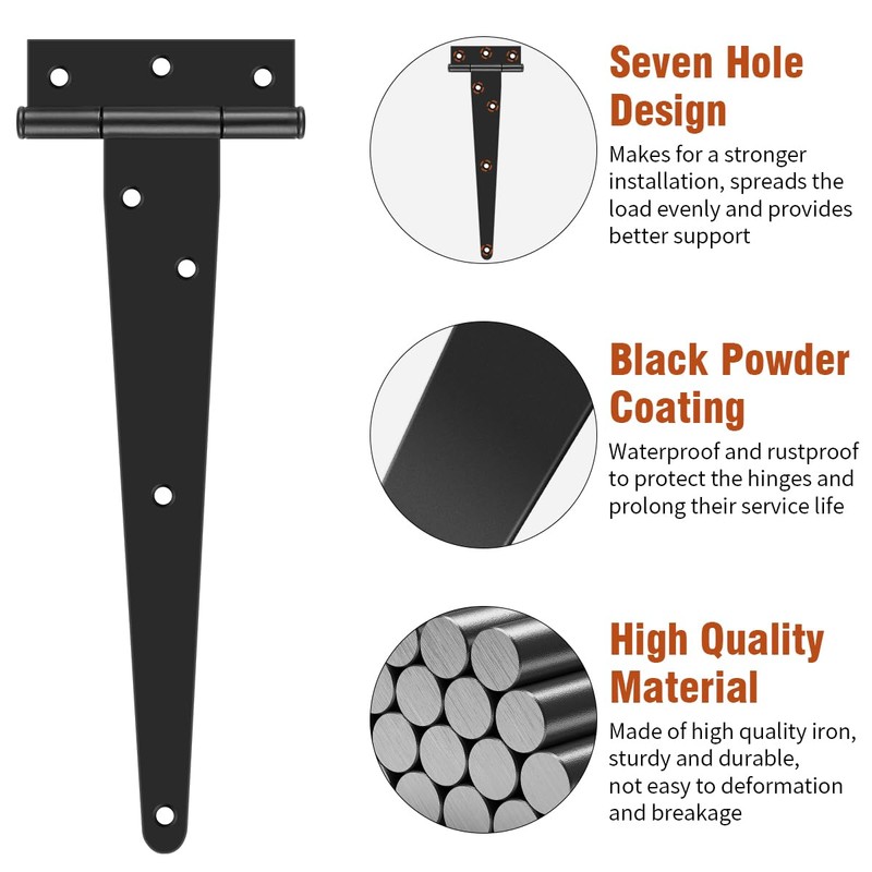 Shed Door Hinges, 8 Inch (200mm) Door Hinges, Heavy Duty