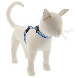 Lupine Reflective Cat and Small Pet H-Style Harness in 1/2" Wide Blue Paws with 9" to 14" Adjustable Girth