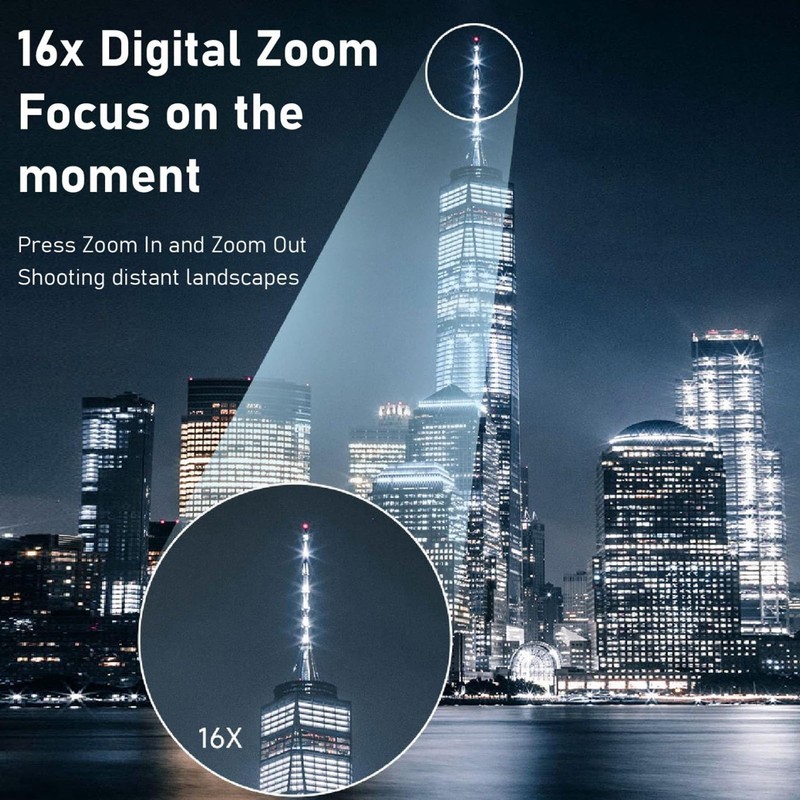 Digital Camera 1080P, 16MP Compact Point and Shoot Cameras with