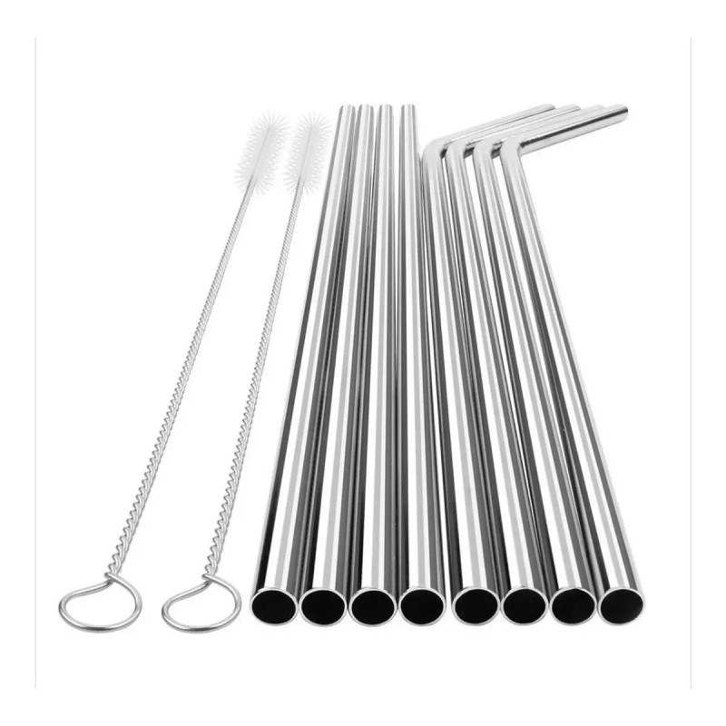 Veraly Popotes Acero Inox Set 8 Pz Ecológicos Ideal Vaso