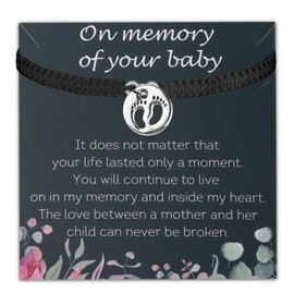 PLITI Miscarriage Gift Baby Loss Sympathy Gift Infant Memorial Gift On Memory Of Your Baby Feet Bracelet For Mothers (memory baby feet bgCA)