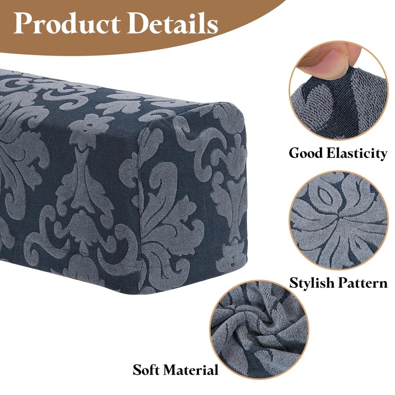 sourcing map 4Pcs Stretch Armrest Covers, Polyester Vintage Jacquard Soft