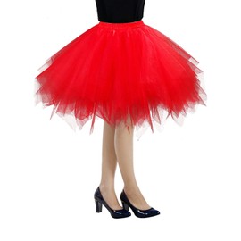 RULTA Women's Tulle Skirt 50s Rockabilly Petticoat Retro Tutu Ballet Cosplay Prom Evening Dresses Occasion, red