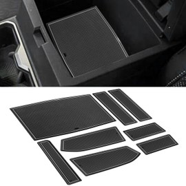 SENSHINE for Toyota Tacoma 2024 2025 2026 4th Gen Double Cab Cup Holder Insert Liner Center Console Door Pocket Mats Anti Slip Cup Holder Coaster Protector Pad 14Pcs Set, Gray Trim