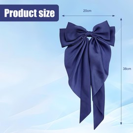 Royal Hair Bow Rose Bow Hair Clip for Women, Solid Color Bow Hair Clips with Long Ribbon, French Rose Bow Hair Clip Soft Satin Silky Hair Bows Cute Gifts for Women Girls